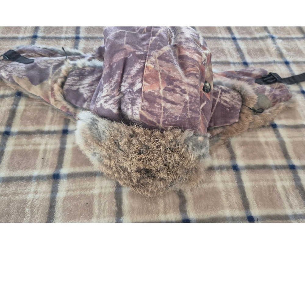 Mad Bomber Camo Trapper Hat Natural Rabbit Fur Trim Ear Flaps‎ XL Hunting Winter